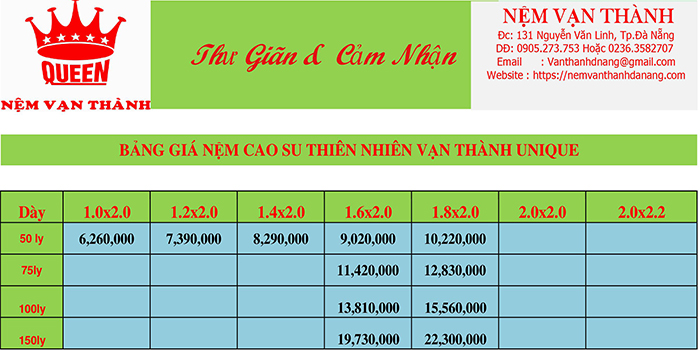 Giá Nệm Vạn Thành 2020